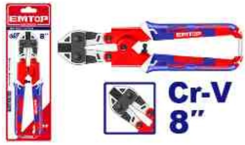 Professional Mini Bolt Cutter 8" - Cr-Mo Blade Black Finish TPR Handle Lock End Precision Cutting Tool Sliding Card Packed Heavy Duty